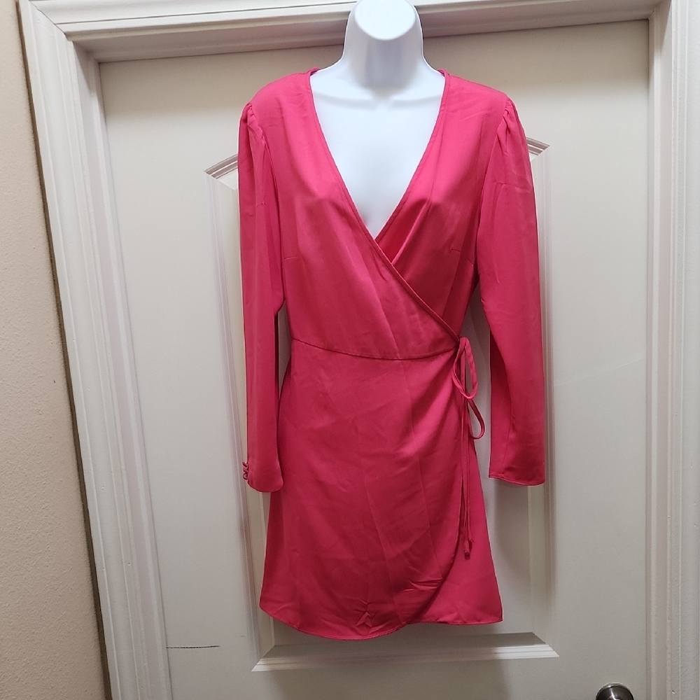 Elegant Pink Wrap Dress